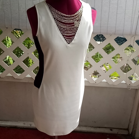 OH MY JULIAN INC. Dresses & Skirts - rhinestone neckline uniquely made cocktail dress